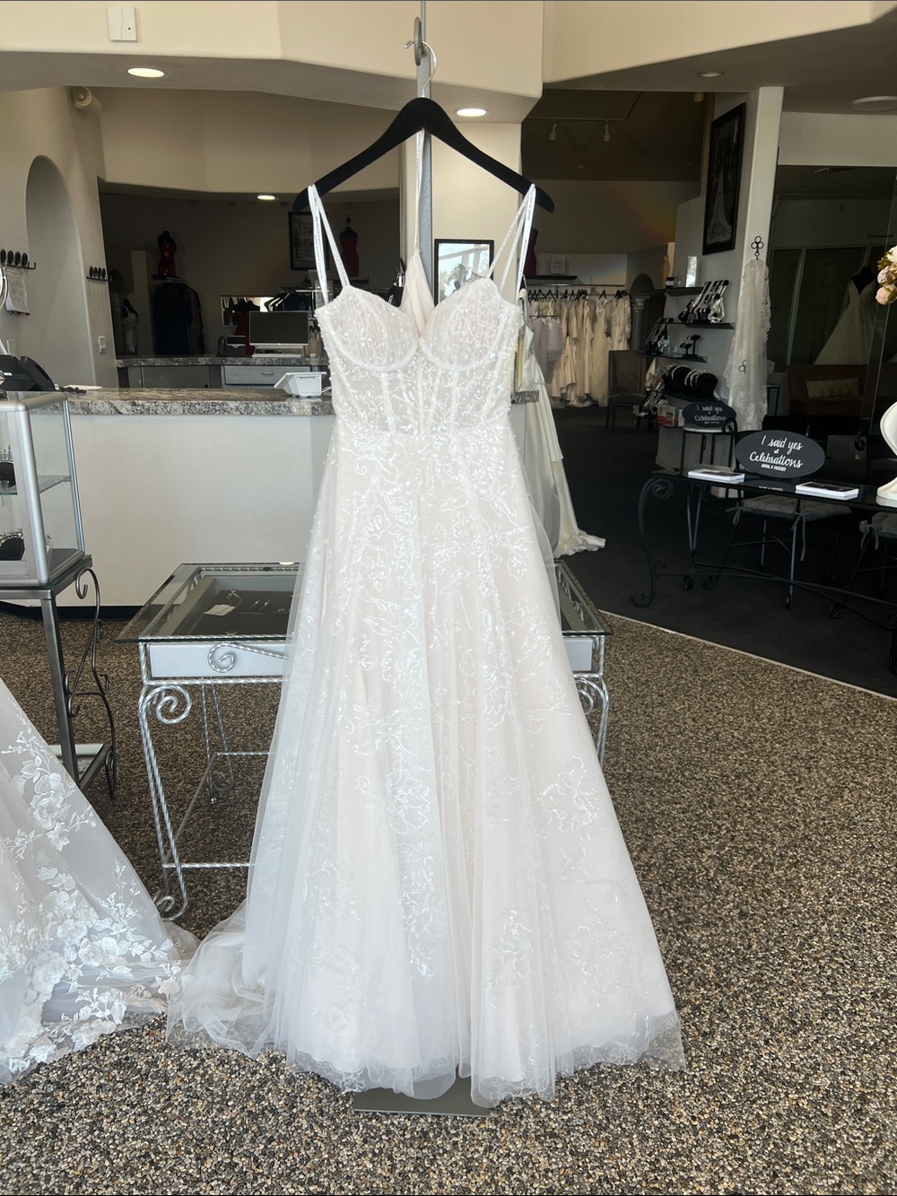 Mori Lee Tulle Spaghetti Strap Wedding Dress